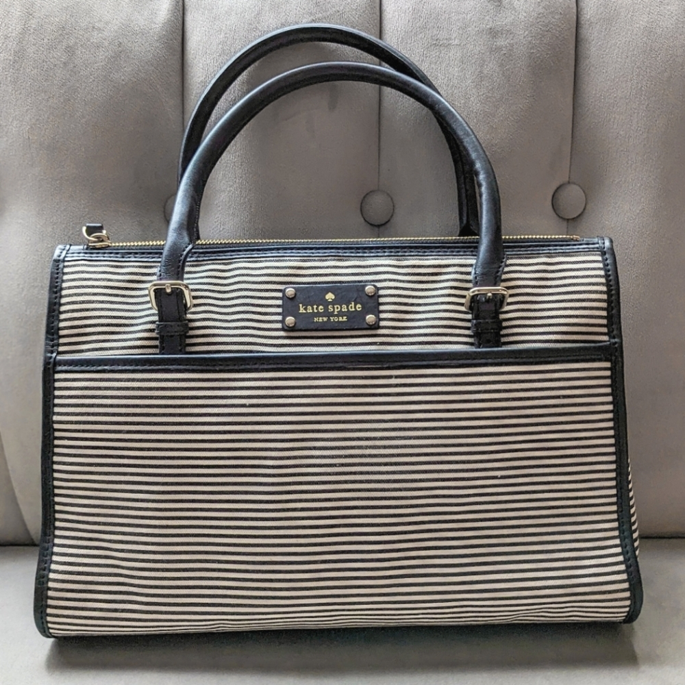 EUC Kate Spade Black and White Canvas Top Handle